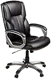 Amazon Basics High-Back Executive, Swivel, Adjustable Office Desk Chair with Casters, Black Bonded Leather
