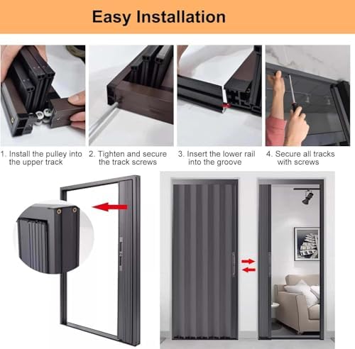 Modern Accordion Folding Doors - Customizable White Sliding Closet Panels with Lock for Pantry & Bedroom - 32x80in (81x203cm) Interior Door Solution