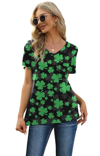 Image of RUBZOOF Women's Short Sleeve Pajama Sets with Pockets Casual V Neck 2 Piece Lounge Sets S-3XL