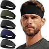 Sweat Band, 5 Pack Headband Moisture Wicking for Running Sports | Workout Sweatband, Unisex Fit, Non-Slip, Skin-Friendly, Multi-Use, Perfect for Exercise, Lightweight