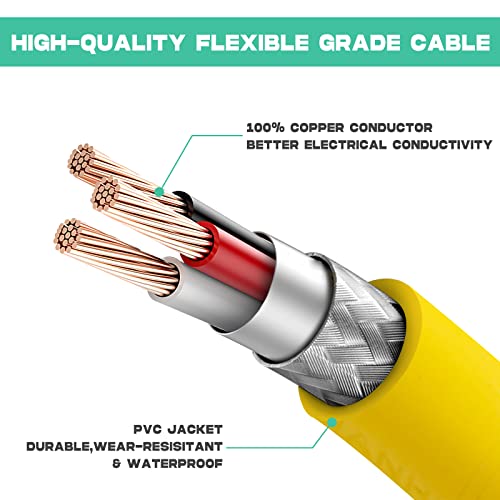 25Ft 30Amp 125V Rv Power Wire Cord Marine Shore Boat L5-30 Yellow 25 Feet Heavy Duty Electrical Power Cable, Nema L5-30P To Nema L5-30R #TOP2