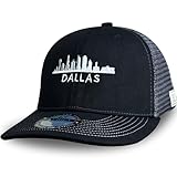 KUBILA Dallas Trucker Hats for Men and Women,DAL City Adjustable Baseball Cap,Mesh Snapback Black Grey