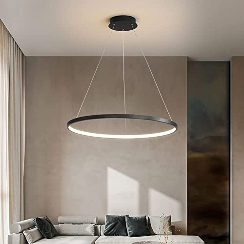 Lampe suspendues LED dimmable noire φ80 cm avec télécommande pour salon