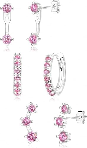 Women's Fashion Small Earrings, 3 Pairs of Gold-Plated Hypoallergenic Exquisite and Cute Stud Earrings Huggie Jacket Set, Women's Fashion Accessories Holiday Birthstone Western Jewelry Gift (22)