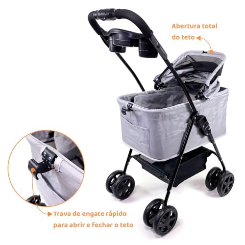 Carrinho de passeio com berço removível para Pet, animal de estimação, cachorro, cão, gato de pequen