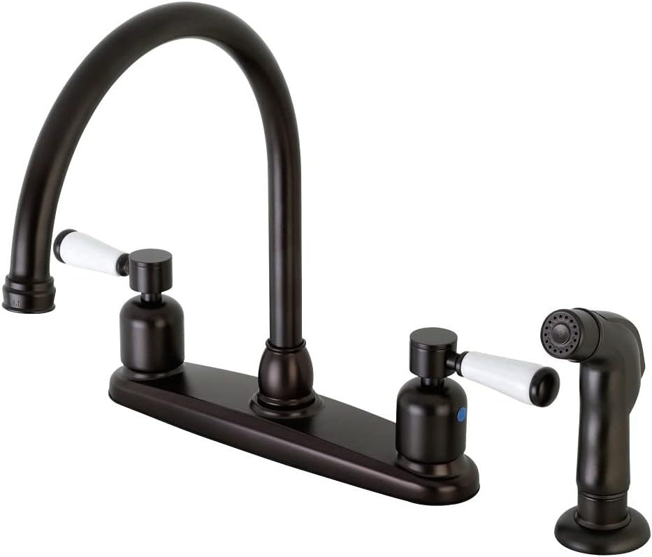 Kingston Brass FB795DPLSP Paris 8-Inch Centerset Kitchen Faucet with Sprayer, Oil Rubbed Bronze