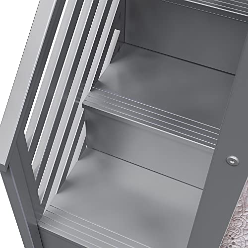 Max & Lily Low Bunk with Stairs and Two Guard Rails, Grey - Thumbnail 6