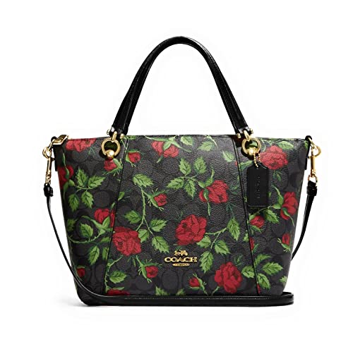 Coach Women's Kacey Satchel In Signature Canvas With Fairytale Rose Print Graphite/Red Multi (Kacey Satchel Bag) #TOP24