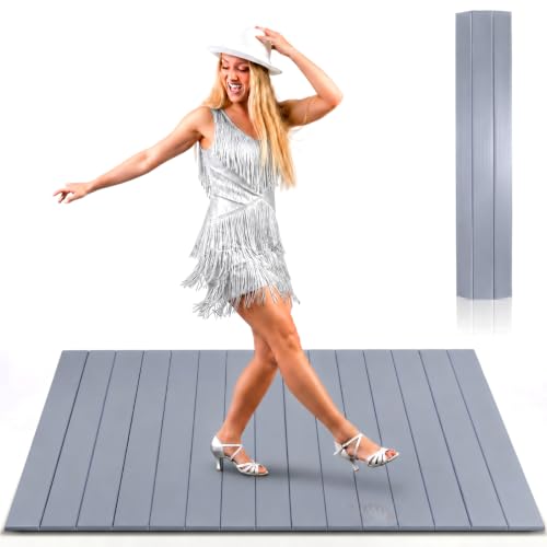 Drydiet Foldable Tap Dance Floor Mat for Tap Dancing 3.22 x 4 ft, Grey