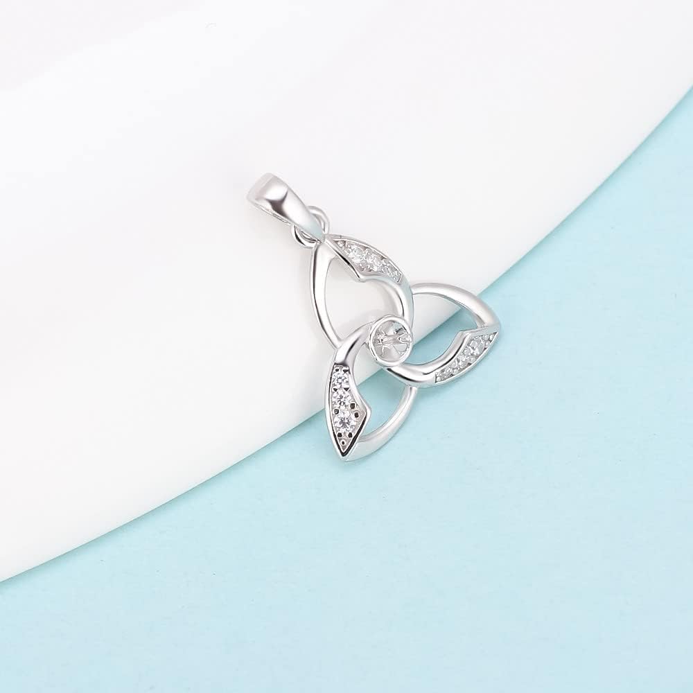 CZ Celtic Knot Bail Pendants for Pearl Jewelry Making Sterling Silver, Design Pendant Fitting for Fashion Jewelry