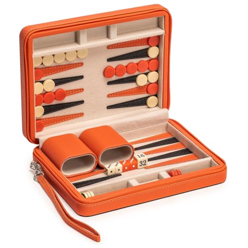 Backgammon Mini Portátil en Estuche de Cuero Sintético miniatura 5