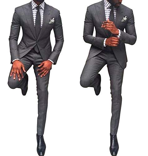 Men's 2 Pieces Slim Fit Wedding Groom Groomsmen Suit Tuxedos Prom Party Business Suit with Tapered Bottom