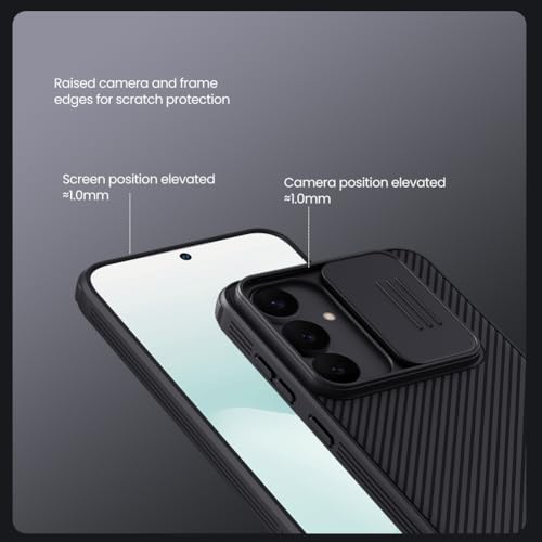Image of Nilkin Classic Series for Samsung S25 FE Case with Camera Cover, [Camera Lens Protector] [Scratch-Resistant] [360 Full Protection] Shockproof Slim Phone Case (Black, S25-FE)