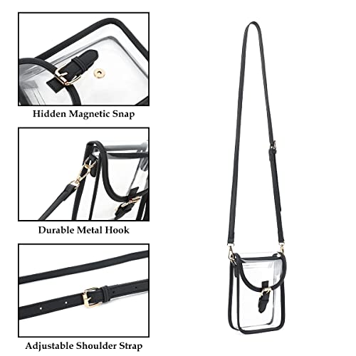 Image of FAIME Small Clear Bag Stadium Approved, Clear Crossbody Cell Phone Purses Bag with Adjustable Strap for Concerts