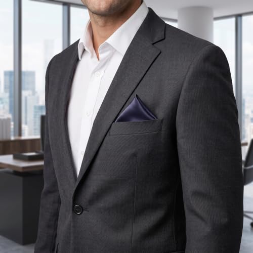 Pañuelo de color liso Lurrose azul oscuro de alta calidad para chaqueta de traje masculino 4