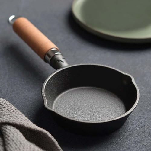Honseadek Mini poêle à frire en fonte non revêtue pour une cuisson naturelle et une répartition homogène de la chaleur, idéale pour le steak et le barbecue (11 x 3 cm)