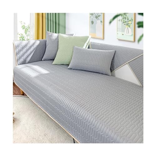YUMEIGE Fundas de sofá mejoradas – Funda de sofá antideslizante de seda de hielo refrescante, de lujo, color sólido, transpirable, fresco, moderno, emulsión universal, antiarañazos, gris oscuro, 90 x