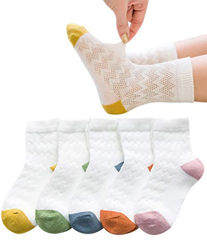 Unisex Baby Socks Girl Boy Summer Toddler Infant Ankle Pointelle Eyelet Soft Cotton Thin Mesh Socks 5 Pairs 0-12T