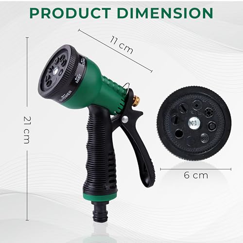 Image of Amazon Basics Garden Hose Spray Gun with 8 Adjustable Patterns, Hands-Free Lock, and Durable ABS Material ? Ideal for Car Washing, Pet Cleaning, and Garden Watering - Pack of 1
