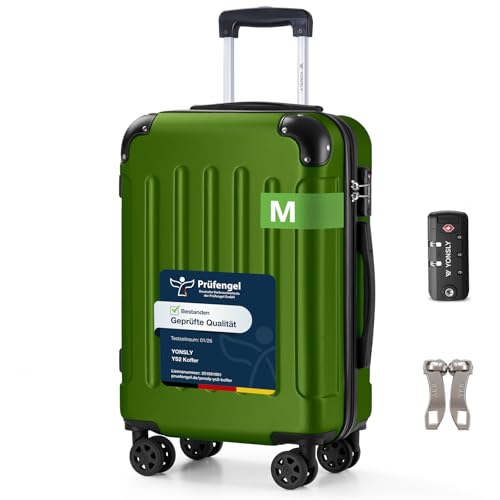 YONSLY Trolley Koffer Set, Reisekoffer, Rollkoffer Handgepäck, Kabinkoffer Suitcase, Gepäckset mit 360° Rollen, Hartschalenreisekoffer, Zahlenschloss, Gummigriff