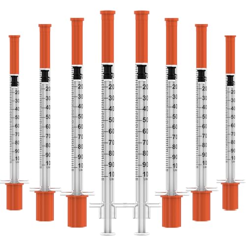 Insulin Syringe with Needle, 1ml 30 Gauge 5/16 inch (8mm), Individual Wrapped, 30 Pack