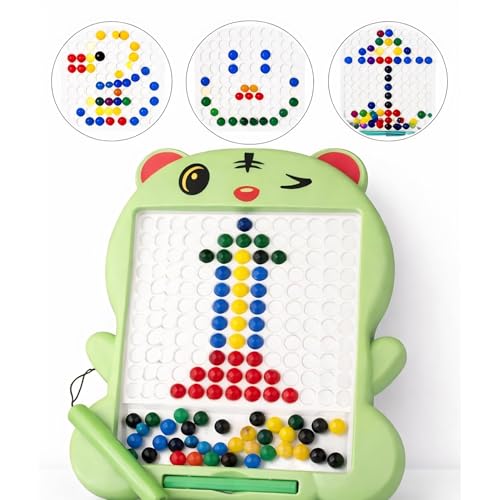 Image of Magnetic Drawing Board for Kids with 80 Beads & Magnetic Pen | Big Size Magnetic Doodle Board | Educational Learning Toy, Drawing & Creativity for Boys & Girls (Multicolor) (Green Parrot Medium)
