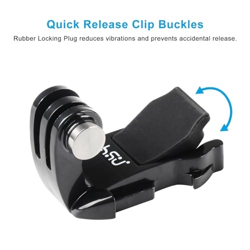 HSU Helmet Sticky Mounts for GoPro, Quick Release Buckle and J-Hook Buckle Mount, Adhesive Mounts and Thumbscrew, Cameras Grab Bag for GoPro DJI Osmo Action Insta360 AKASO and Other Action Cameras