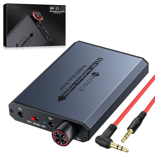 Neoteck Kopfhörer Verstärker 3,5 mm mit Bassverstärkung Tragbarer Verstärker 16-600Ω Audio-Kopfhörerverstärker für Telefone, MP3, MP4 Computer PS4 PS5 Controller