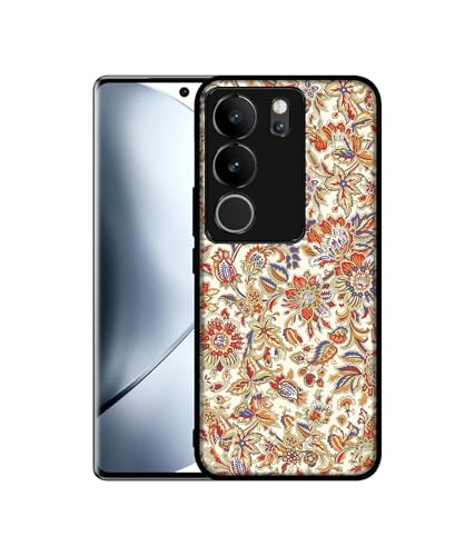 Image of Floral Design Premium 2D Printed Metal Back Case Cover for Vivo V29 5G / V29 Pro 5G, Multicolor