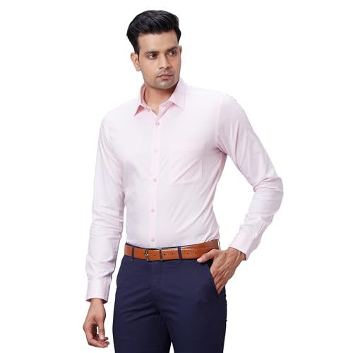 Image of Raymond Men's Pure Cotton Structure Pattern Slim Fit Semi Cutaway Collar Full Sleeve Formal Shirt