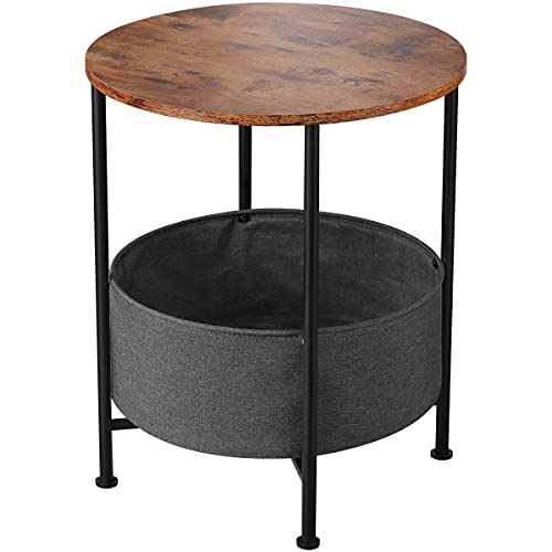 Kleiner runder Beistelltisch, Sofa-Beistelltisch mit abnehmbarem Aufbewahrungskorb Cover