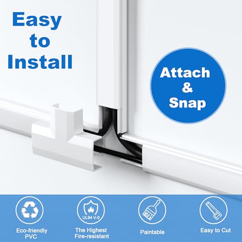 Image of 153in Wall Cable Hider, Cord Hider to Hide 3-4 Cords, TV Wire Hider for Wall, Cable Management Kit, Cable Raceway White, Paintable Cable Concealer, 9 x L17in x W1.18in x H0.6in