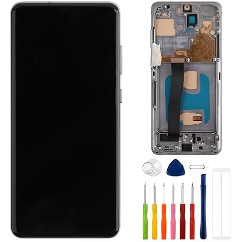 E-yiiviil TFT Digital Display Compatible with Samsung Galaxy S20 Ultra SM-G988 SM-G988U SM-G988W 6.9" LCD Display Touch Screen Assembly with Tools Fingerprint not Supported(with Frame) Cosmic Grey Cover