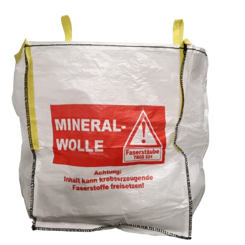 Lacers Big Bags | 10 Stück mit 4 Schlaufen | Traglast - 150 Kilogramm | Mineralwolle MIWO | Schüttgutbehälter Transportsack Entsorgungssack | 90x90x110 cm