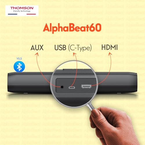Image of Thomson 60 Watt Soundbar with Subwoofer IAlphaBeat60 RGB Light | Remote Control EQ Modes I Powerful Performance