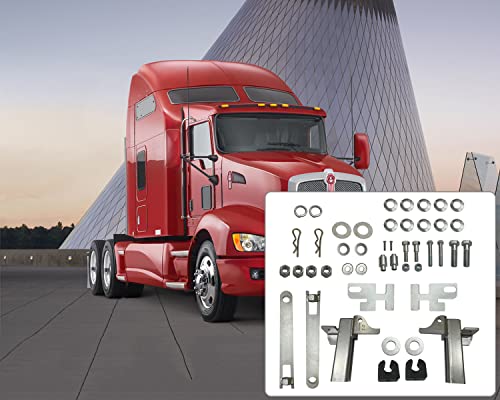 Image of The Mounting brackets and hardware accessories compatible with aftermarket Large Polished Stainless Steel Deer Guard, fit for Kenworth T680, T660,T700.