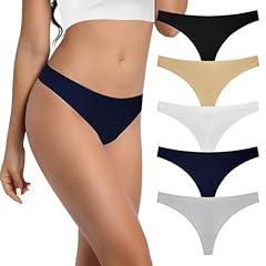 5pcs No Show Thongs-black White Grey Beige Navy