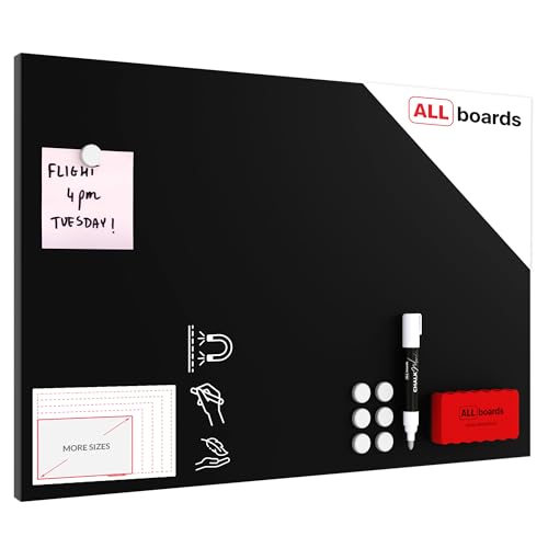 ALLboards Tableau Magnétique en Métal à Craie Noir 60x40cm, MetalBoards pour tout type d'Aimants