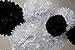 (12pcs) Black White Mixed Size Tissue Paper Pom Poms Lanterns Decorations