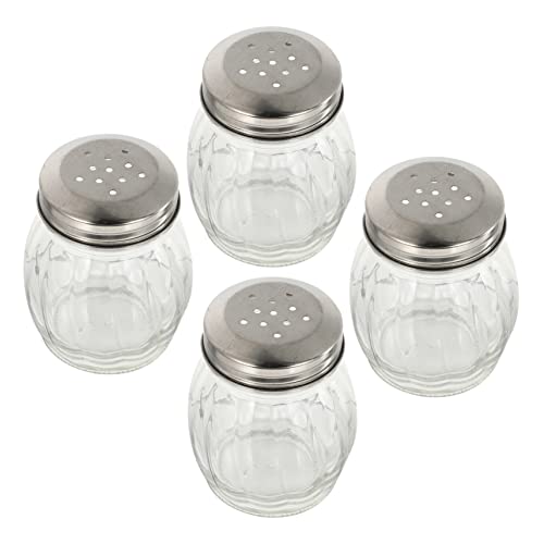 Recipientes de vidrio para especias de 180ml: pack de 4 frascos de cristal transparente 2