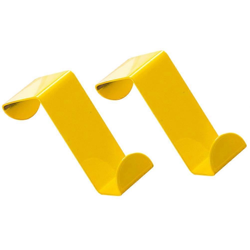 JOYHAPPST Pair of Stainless Steel Over the Door Hook Single Colorufl Door Hooks for Clothes Towel Scarf Hat (Yellow)