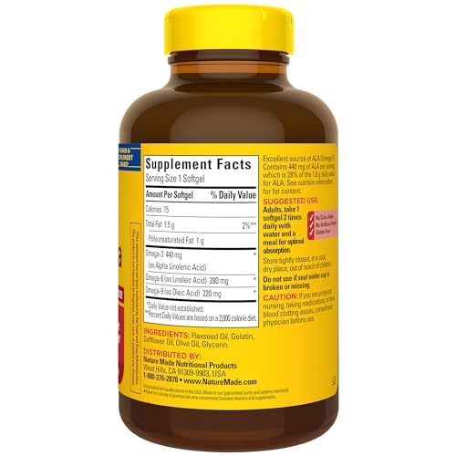 Nature Made APM-119 Triple Omega 3 6 9, Flaxseed, Safflower, & Olive Oils, Healthy Heart Support, Fish Free Omega 3 Supplement thumb #8