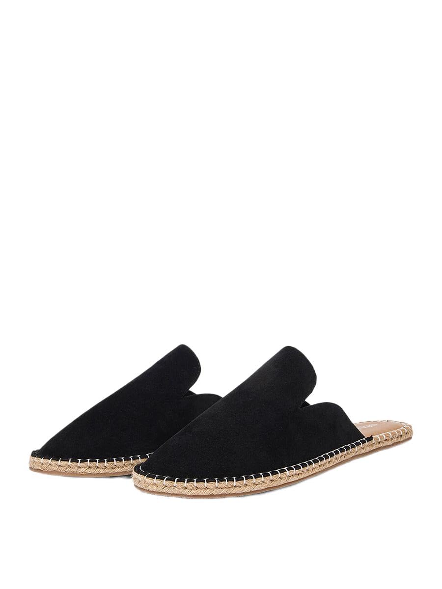 Mens Men's Black Faux Suede Mule Espadrilles Mule-image-10