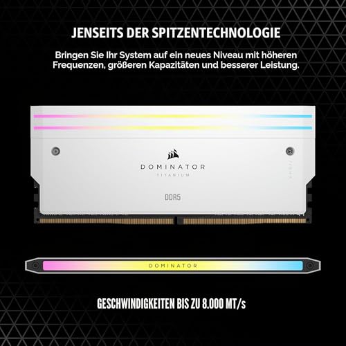 CORSAIR Dominator Titanium RGB DDR5 RAM 64GB (4x16GB) Bis zu 6400MHz CL32 Intel XMP 3.0 Desktop-Arbeitsspeicher – Weiß (CMP64GX5M4B6400C32W) – Ansicht 3