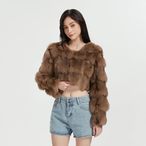 Women's Real Fox Fur Coat Thick Warm Fur Jacket Winter Fuzzy Outerwear Fluffy Short Coat2