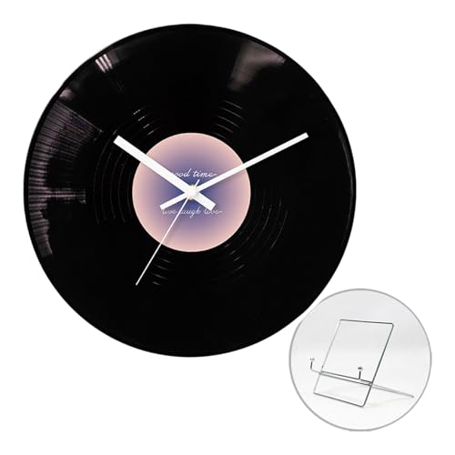 Horloge nostalgique disque à cadran noir et aiguilles blanches pour décoration