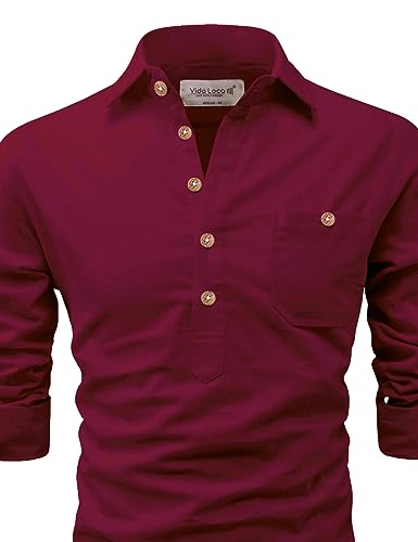 Image of Vida Loca Men Cotton Full Sleeve Casual Spread Collor Slim Fit Short Kurta for Men and Boys (Pack of 2)