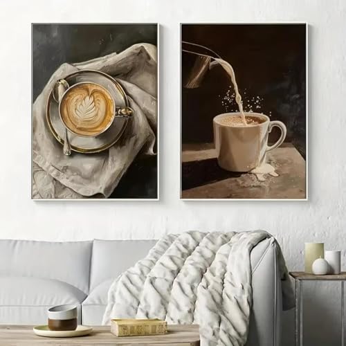 Toile café décoration cuisine et salle à manger moderne grand format lot de 2