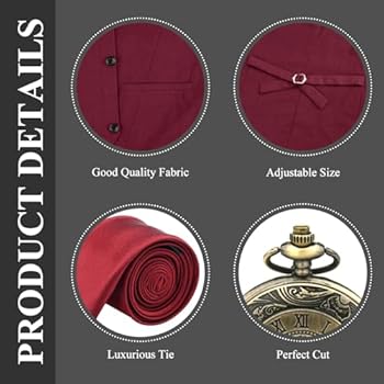 PLULON 16 Teilig 1920er Herren Kostü Gatsby Gangster Weste Roaring 20s