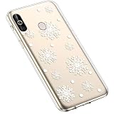 Uposao Kompatibel mit Samsung Galaxy A60 Silikonhülle Christmas Durchsichtig Weiche TPU Handytasche Transparent Ultra Dünn Klar Crystal Clear Bumper Backcover,Weiß Schneeflocken